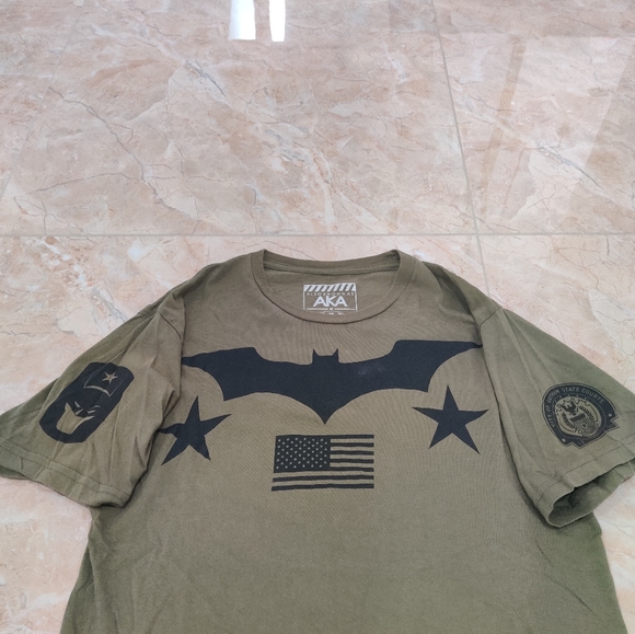 Olive Green Batman DC Logo USA Military Style Tee Shirt - Picture 4 of 7